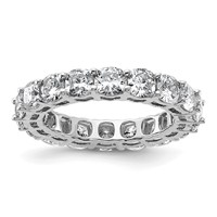 14K White Gold 3.62 Carat Lab Grown Diamond VS SI+ G+ Cushion Complete Eternity Band view 1