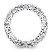 14K White Gold 3.62 Carat Lab Grown Diamond VS+ F+ Cushion Complete Eternity Band view 2