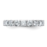 14K White Gold 3.62 Carat Lab Grown Diamond VS+ F+ Cushion Complete Eternity Band view 3