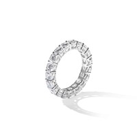 14K White Gold 3.62 Carat Lab Grown Diamond VS+ F+ Cushion Complete Eternity Band view 4