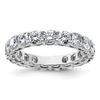 14K White Gold 3.62 Carat Lab Grown Diamond VS+ F+ Cushion Complete Eternity Band view 1
