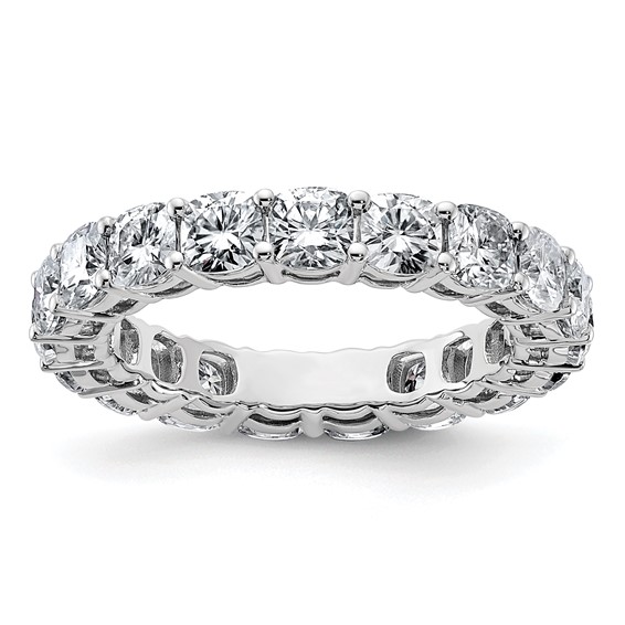 14k White Gold 3 5/8 carat Lab Grown Diamond VS+ F+ Cushion Complete Size 6.5 Eternity Band