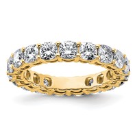 14K Yellow Gold 3.62 Carat Lab Grown Diamond VS SI+ G+ Cushion Complete Eternity Band view 1