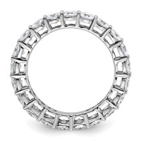 14K White Gold 3.62 Carat Lab Grown Diamond VS+ F+ Cushion Complete Eternity Band view 2