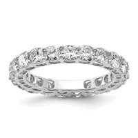 14K White Gold 3.62 Carat Lab Grown Diamond VS+ F+ Cushion Complete Eternity Band view 1