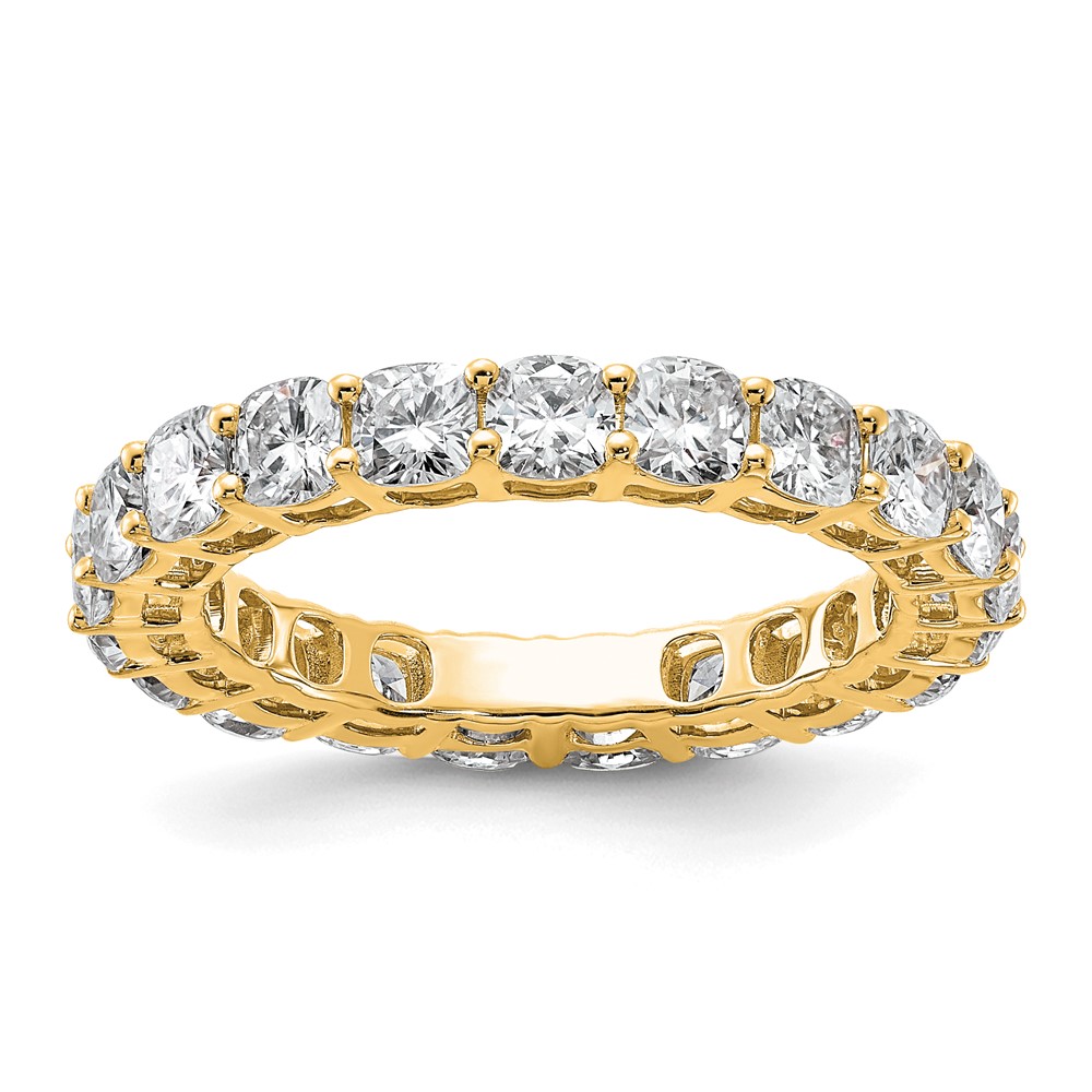 14K Yellow Gold 3.62 Carat Lab Grown Diamond VS SI+ G+ Cushion Complete Eternity Band