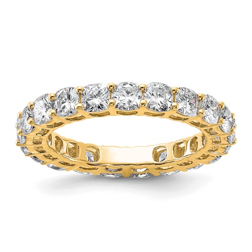 14K Yellow Gold 3.62 Carat Lab Grown Diamond VS SI+ G+ Cushion Complete Eternity Band, Size 9