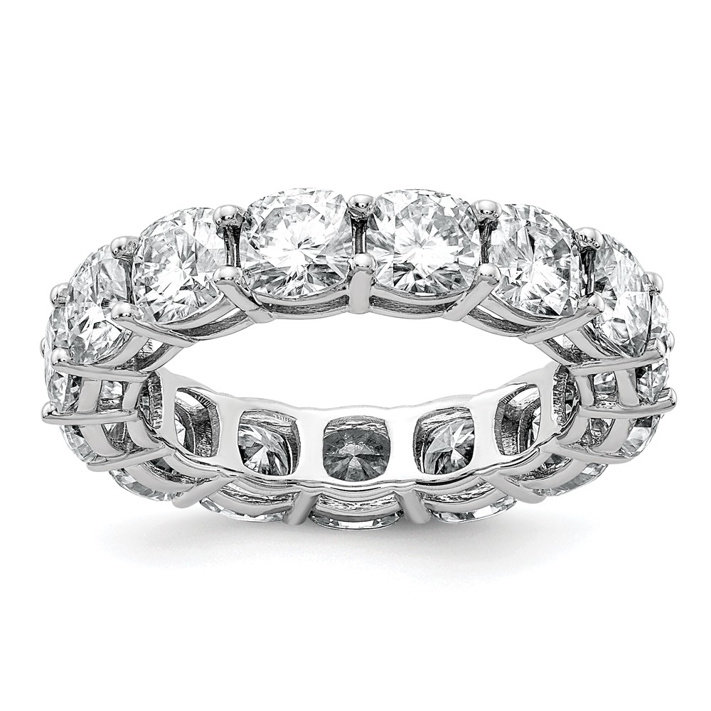 14K White Gold 6.75 Carat Lab Grown Diamond VS SI+ G+ Cushion Complete Eternity Band
