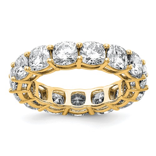 14K Yellow Gold 6.75 Carat Lab Grown Diamond VS SI+ G+ Cushion Complete Eternity Band, Size 7