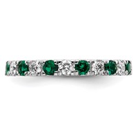 14K White Gold 0.75 Carat Lab Grown Diamond VS SI+ G+ and Lab Created Emerald Eternity Band view 3