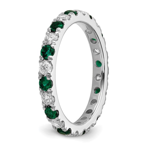 Lab Grown Diamond & Created Emerald Eternity Band