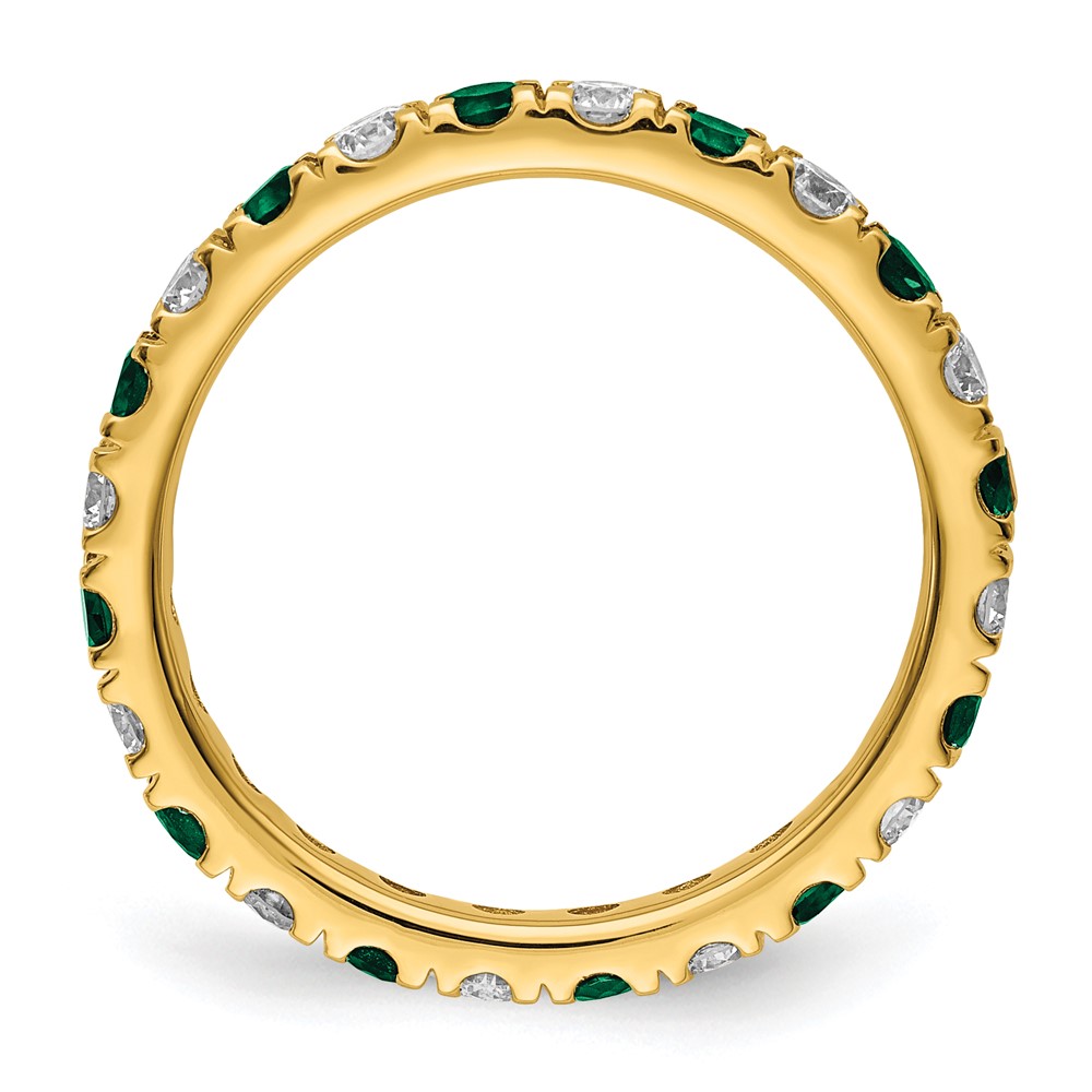 14k 3/4 carat Lab Grown Diamond VS/SI+ G+ and Lab Created Emerald Size 7 Eternity Band (ET0048-CEM-070-7YLG)
