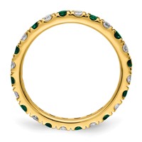 14K Yellow Gold 0.38 Carat Lab Grown Diamond VS SI+ G+ and Lab Created Emerald Eternity Band view 2