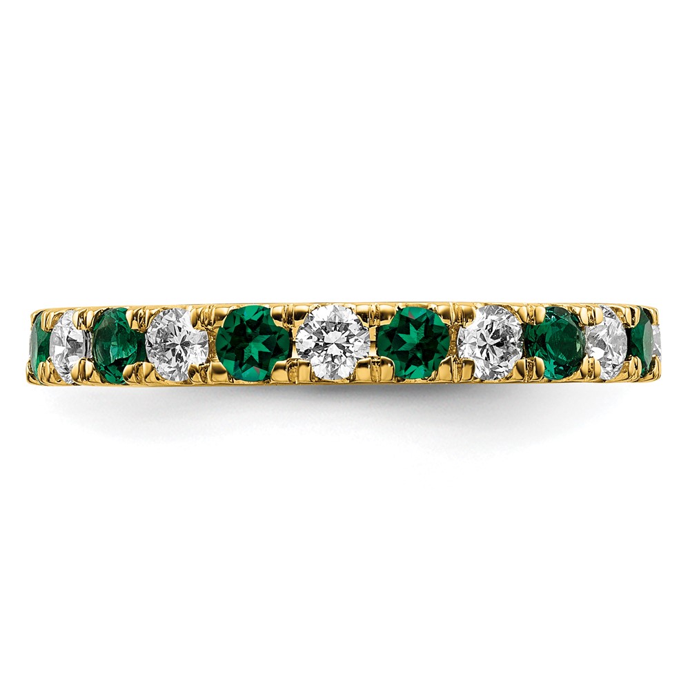 14k 3/4 carat Lab Grown Diamond VS/SI+ G+ and Lab Created Emerald Size 7 Eternity Band (ET0048-CEM-070-7YLG)