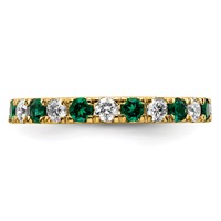 14K Yellow Gold 0.38 Carat Lab Grown Diamond VS SI+ G+ and Lab Created Emerald Eternity Band view 3