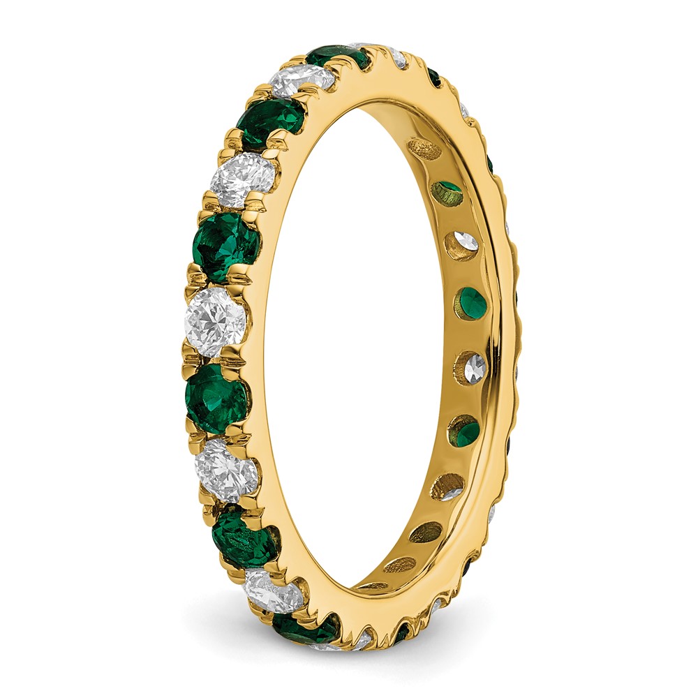 14k 3/4 carat Lab Grown Diamond VS/SI+ G+ and Lab Created Emerald Size 7 Eternity Band (ET0048-CEM-070-7YLG)