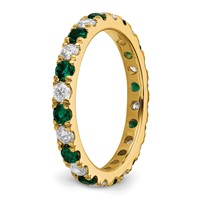 14K Yellow Gold 0.38 Carat Lab Grown Diamond VS SI+ G+ and Lab Created Emerald Eternity Band view 5