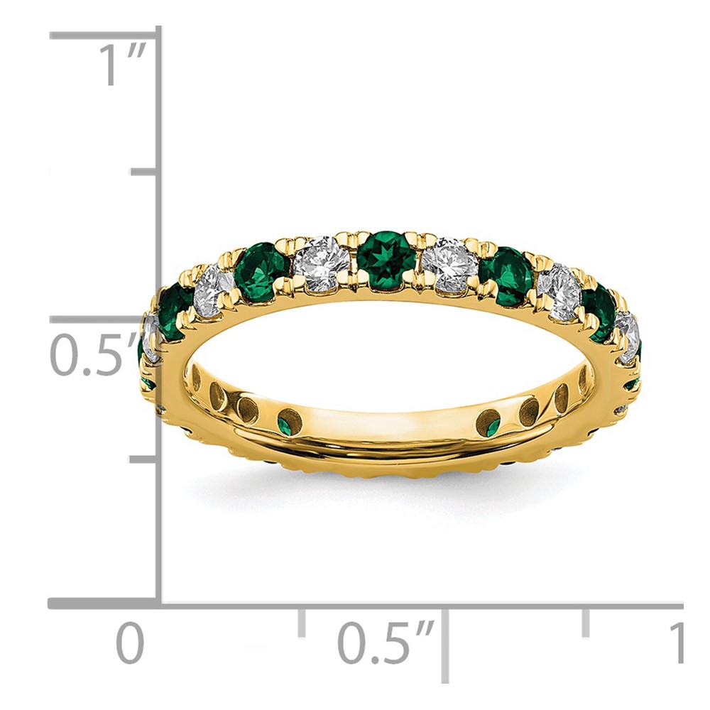 14k 3/4 carat Lab Grown Diamond VS/SI+ G+ and Lab Created Emerald Size 7 Eternity Band (ET0048-CEM-070-7YLG)
