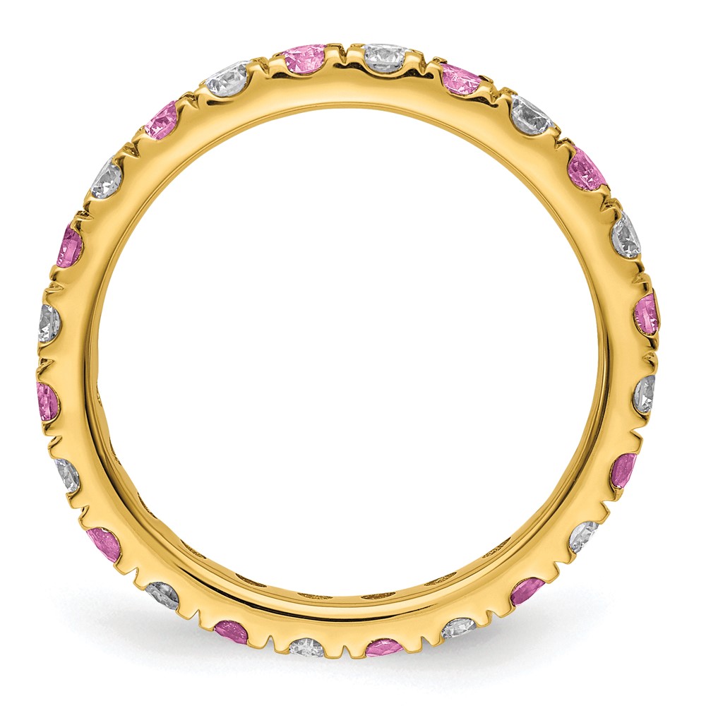 14k 3/4 carat Lab Grown Diamond VS/SI+ G+ and Lab Created Pink Sapphire Size 4 Eternity Band (ET0048-CPS-070-4YLG)