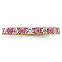 14K Yellow Gold 0.88 Carat Lab Grown Diamond VS SI+ G+ and Lab Created Pink Sapphire Eternity Band view 3