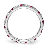 14K White Gold 0.88 Carat Lab Grown Diamond VS SI+ G+ and Lab Created Ruby Eternity Band view 2
