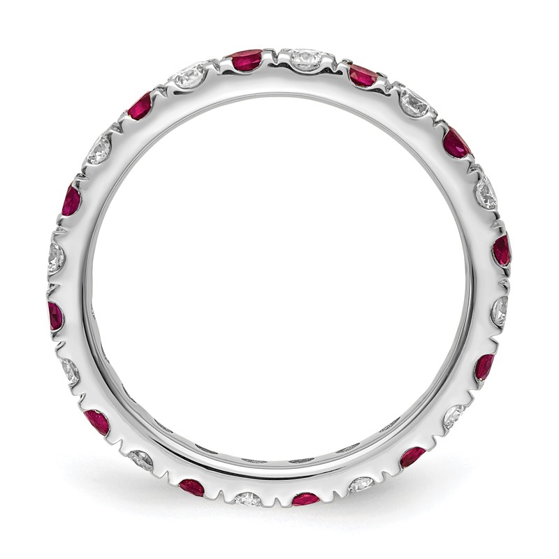 14k White Gold 3/8 carat Lab Grown Diamond VS/SI+ G+ and Lab Created Ruby Size 5 Eternity Band