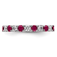 14K White Gold 0.88 Carat Lab Grown Diamond VS SI+ G+ and Lab Created Ruby Eternity Band view 3