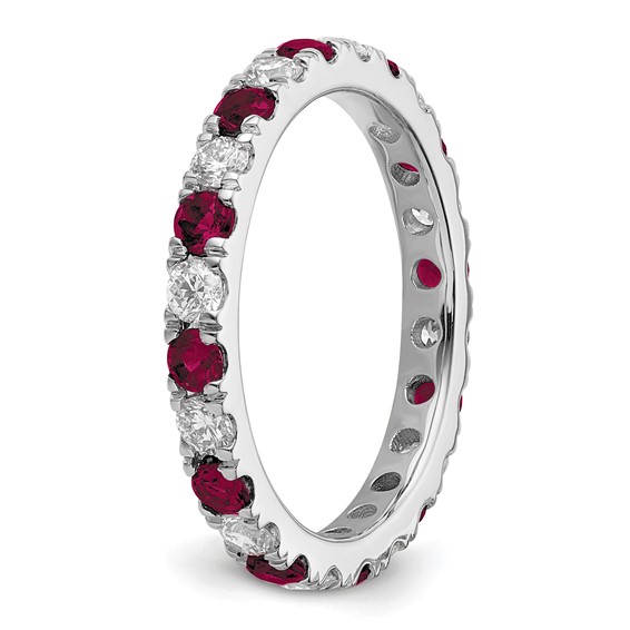 Lab Grown Diamond & Created Ruby Eternity Band