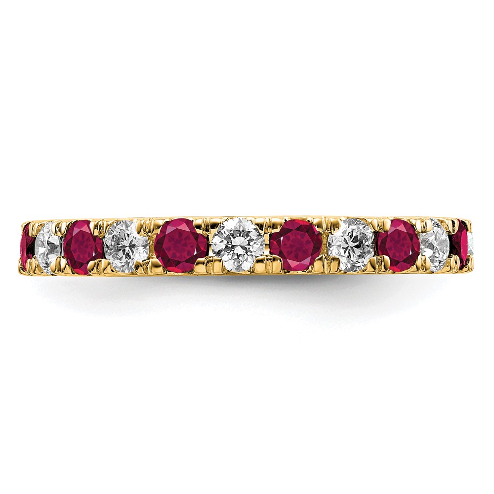 14k 3/4 carat Lab Grown Diamond VS/SI+ G+ and Lab Created Ruby Size 4.5 Eternity Band (ET0048-CRU-070-45YLG)