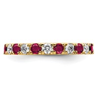 14K Yellow Gold 0.75 Carat Lab Grown Diamond VS SI+ G+ and Lab Created Ruby Eternity Band view 3