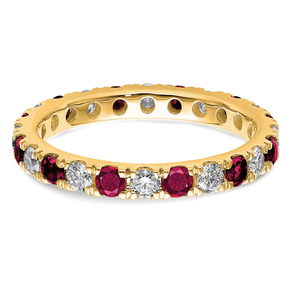 14k 3/4 carat Lab Grown Diamond VS/SI+ G+ and Lab Created Ruby Size 4.5 Eternity Band (ET0048-CRU-070-45YLG)