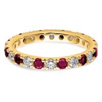 14K Yellow Gold 0.75 Carat Lab Grown Diamond VS SI+ G+ and Lab Created Ruby Eternity Band view 4