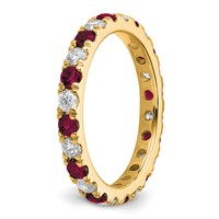 14K Yellow Gold 0.75 Carat Lab Grown Diamond VS SI+ G+ and Lab Created Ruby Eternity Band view 5