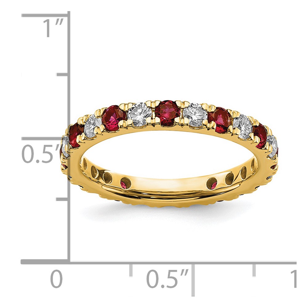 14k 3/4 carat Lab Grown Diamond VS/SI+ G+ and Lab Created Ruby Size 4.5 Eternity Band (ET0048-CRU-070-45YLG)