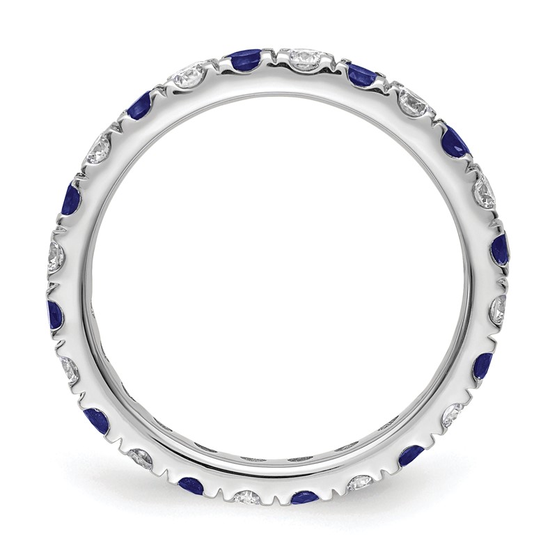 14k White Gold 3/4 carat Lab Grown Diamond VS/SI+ G+ and Lab Created Blue Sapphire Size 5.5 Eternity Band