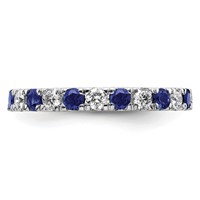 14K White Gold 0.75 Carat Lab Grown Diamond VS SI+ G+ and Lab Created Blue Sapphire Eternity Band view 3
