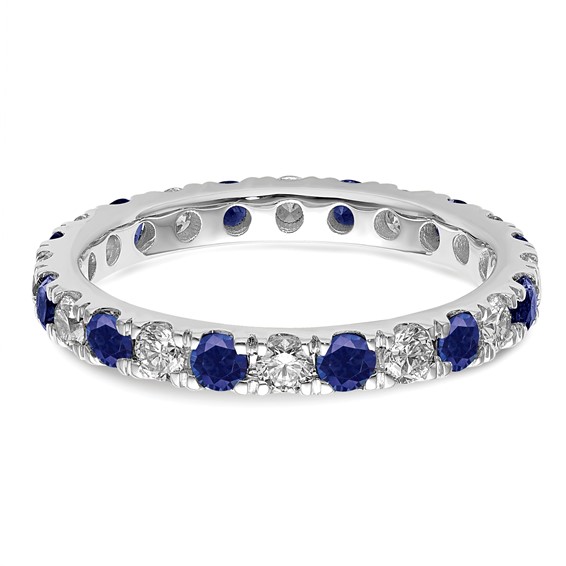 Lab Grown Diamond & Created Blue Sapphire Eternity Band