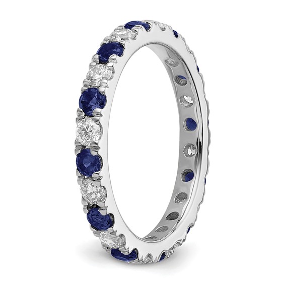 Lab Grown Diamond & Created Blue Sapphire Eternity Band