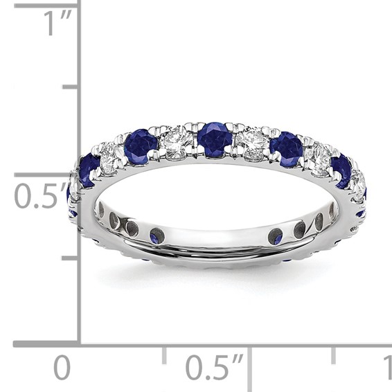Lab Grown Diamond & Created Blue Sapphire Eternity Band