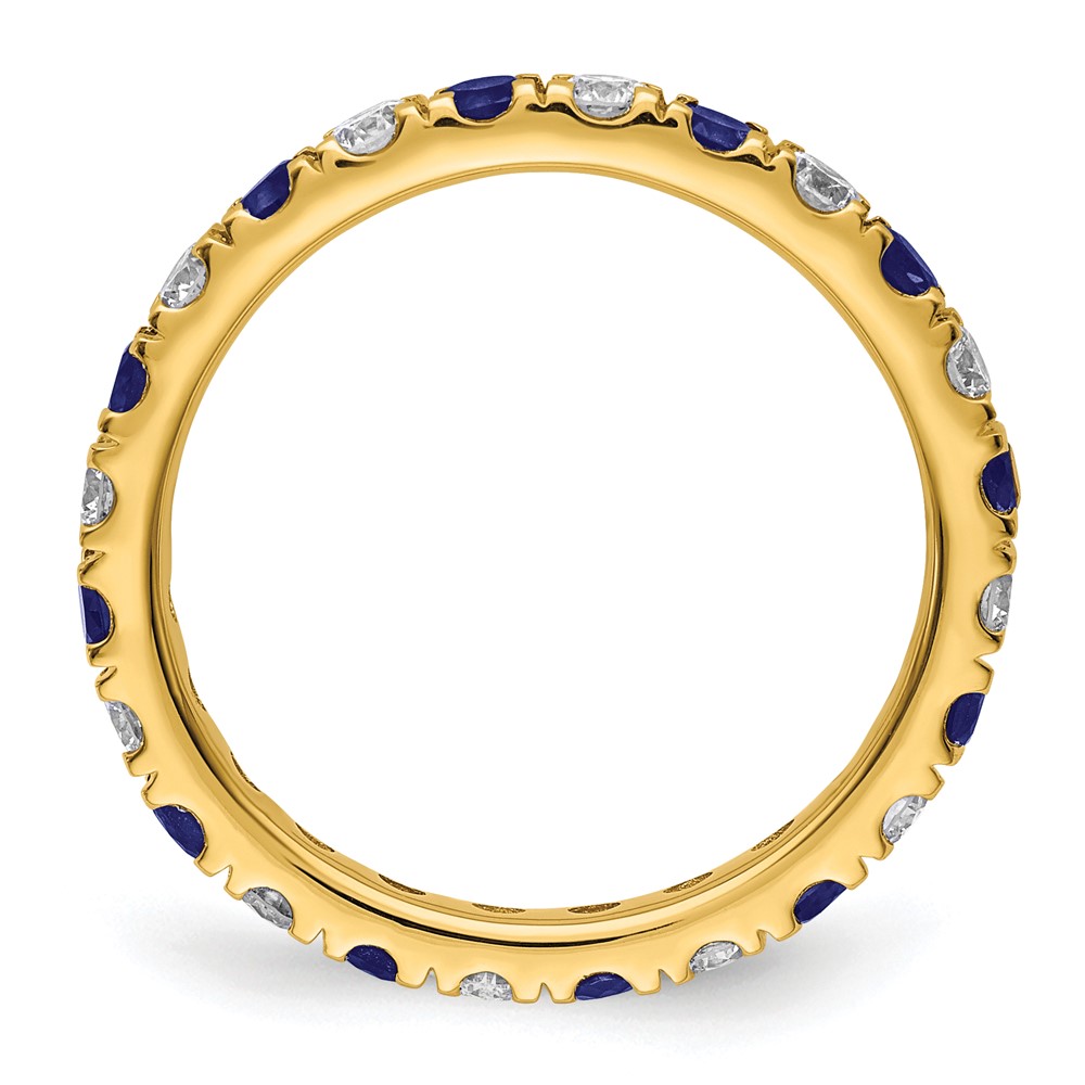 14k 3/8 carat Lab Grown Diamond VS/SI+ G+ and Lab Created Blue Sapphire Size 5 Eternity Band (ET0048-CSA-070-5YLG)