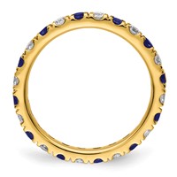 14K Yellow Gold 0.88 Carat Lab Grown Diamond VS SI+ G+ and Lab Created Blue Sapphire Eternity Band view 2