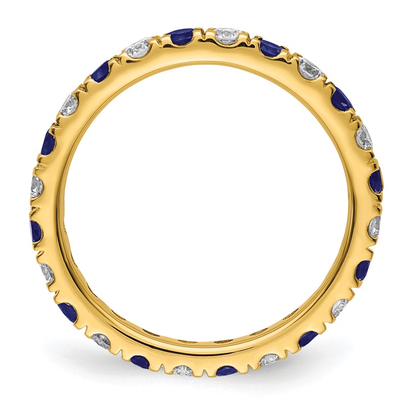 14k 3/4 carat Lab Grown Diamond VS/SI+ G+ and Lab Created Blue Sapphire Size 7.5 Eternity Band