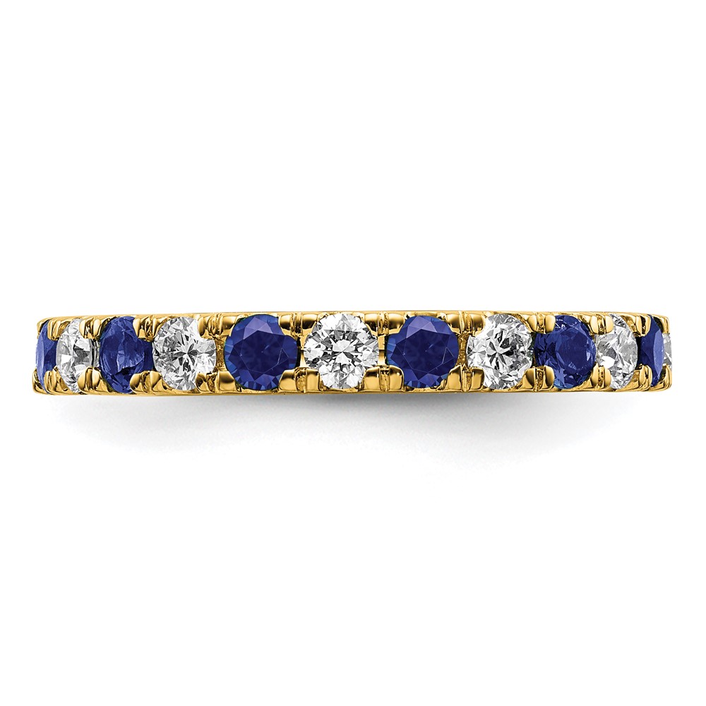14k 3/8 carat Lab Grown Diamond VS/SI+ G+ and Lab Created Blue Sapphire Size 5 Eternity Band (ET0048-CSA-070-5YLG)