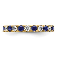 14K Yellow Gold 0.88 Carat Lab Grown Diamond VS SI+ G+ and Lab Created Blue Sapphire Eternity Band view 3