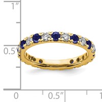 14K Yellow Gold 0.88 Carat Lab Grown Diamond VS SI+ G+ and Lab Created Blue Sapphire Eternity Band view 5