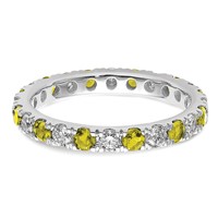 14K White Gold 0.75 Carat Lab Grown Diamond VS SI+ G+ and Lab Created Yellow Sapphire Eternity Band view 4
