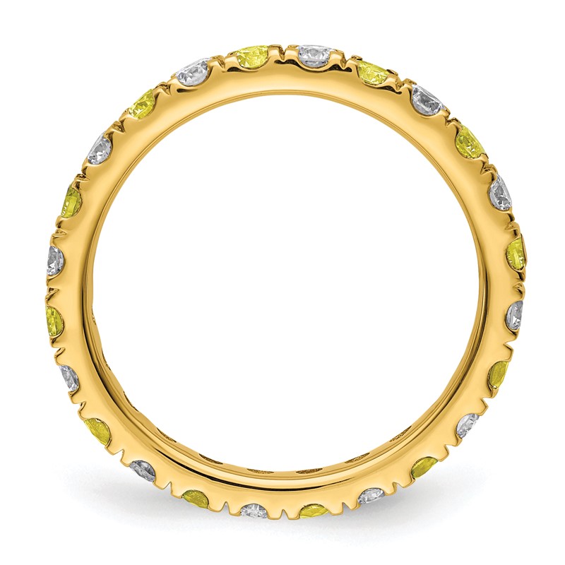 14k 7/8 carat Lab Grown Diamond VS/SI+ G+ and Lab Created Yellow Sapphire Size 8 Eternity Band
