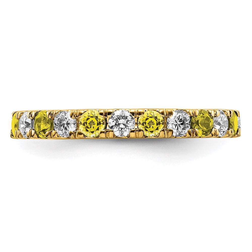 14k 3/4 carat Lab Grown Diamond VS/SI+ G+ and Lab Created Yellow Sapphire Size 7 Eternity Band (ET0048-CYS-070-7YLG)
