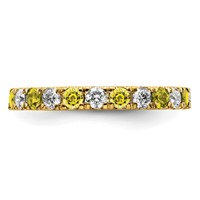 14K Yellow Gold 0.75 Carat Lab Grown Diamond VS SI+ G+ and Lab Created Yellow Sapphire Eternity Band view 3