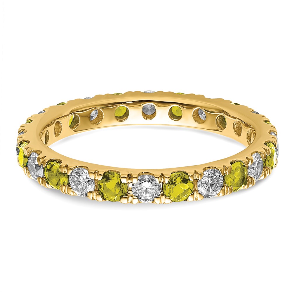 14k 3/4 carat Lab Grown Diamond VS/SI+ G+ and Lab Created Yellow Sapphire Size 7 Eternity Band (ET0048-CYS-070-7YLG)